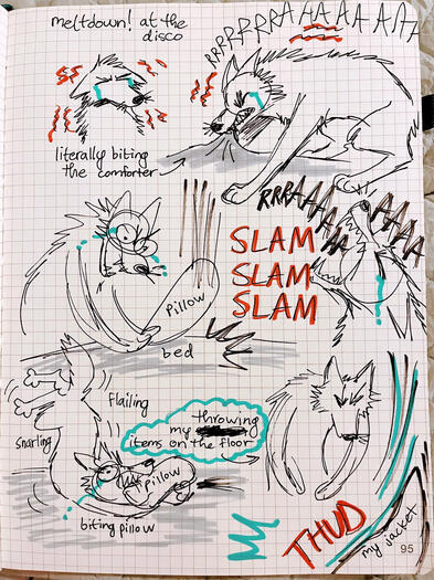 Journal page about a wolf having an autistic meltdown